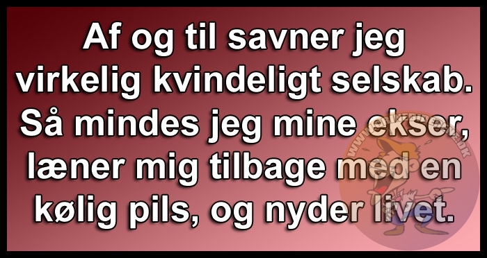 Af og til savner jeg virkelig kvindeligt selskab