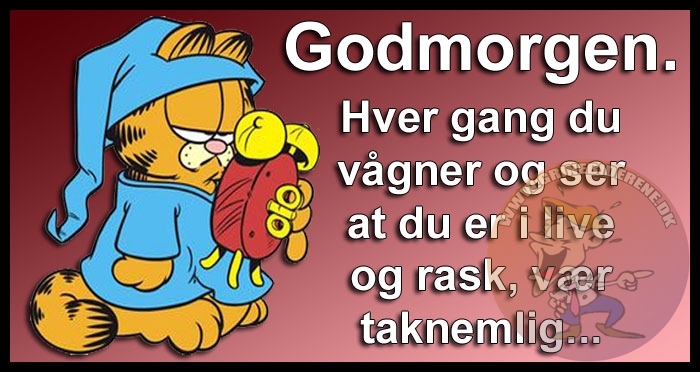 Godmorgen. Hver gang du vågner og ser at du er i live og rask, vær taknemlig