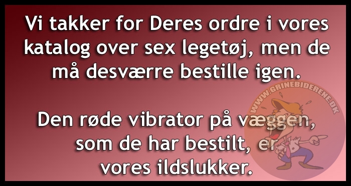 Vi takker for Deres ordre